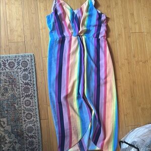 Rainbow dress stripes size medium by Just one answer